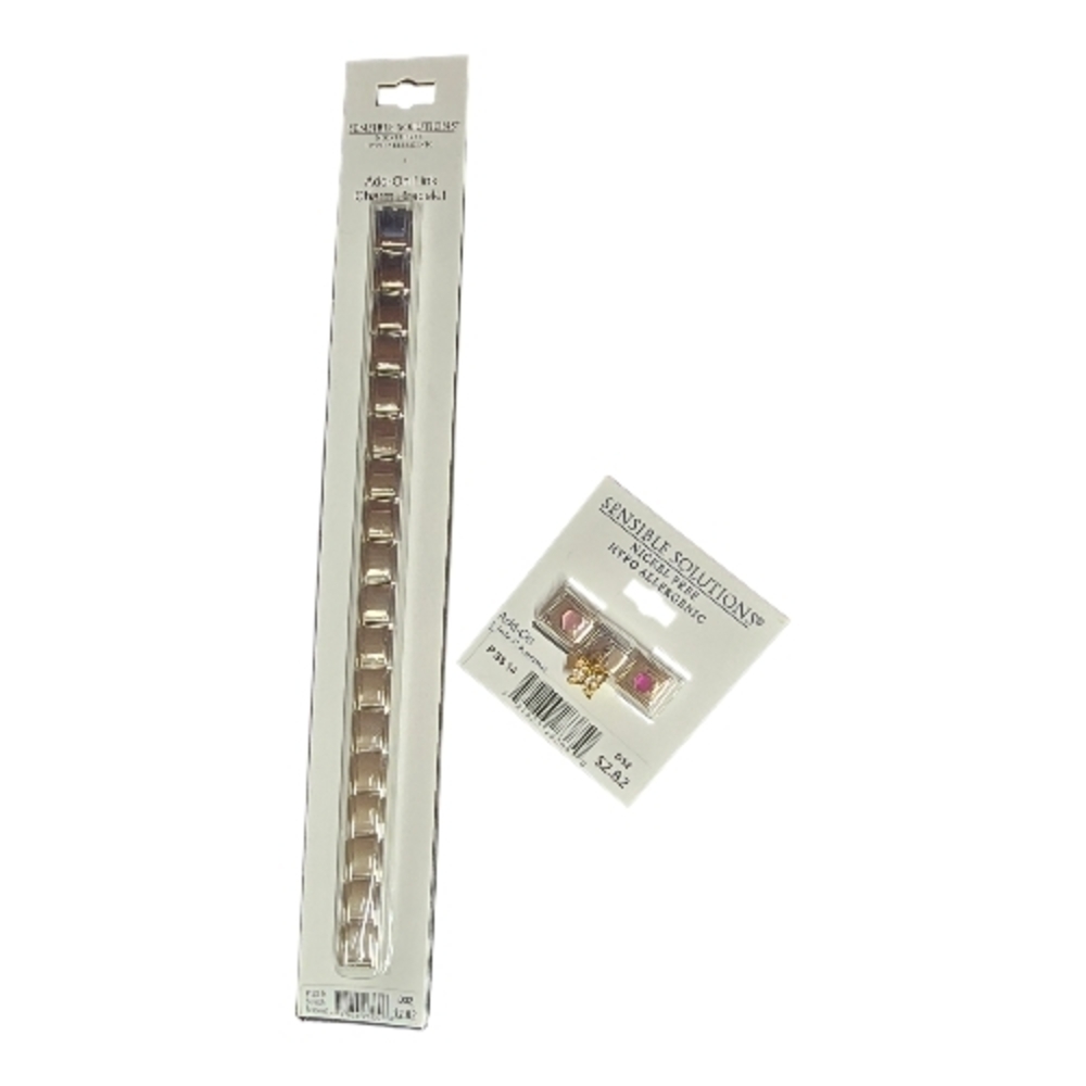 🦋 Sensible Solutions Butterfly Charm Bracelet Pink Gem Link Set Nickel Free NWT